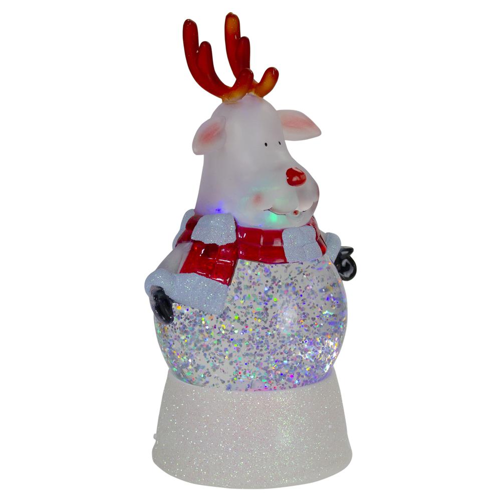 8" LED Lighted Color Changing Reindeer Christmas Snow Globe. Picture 3