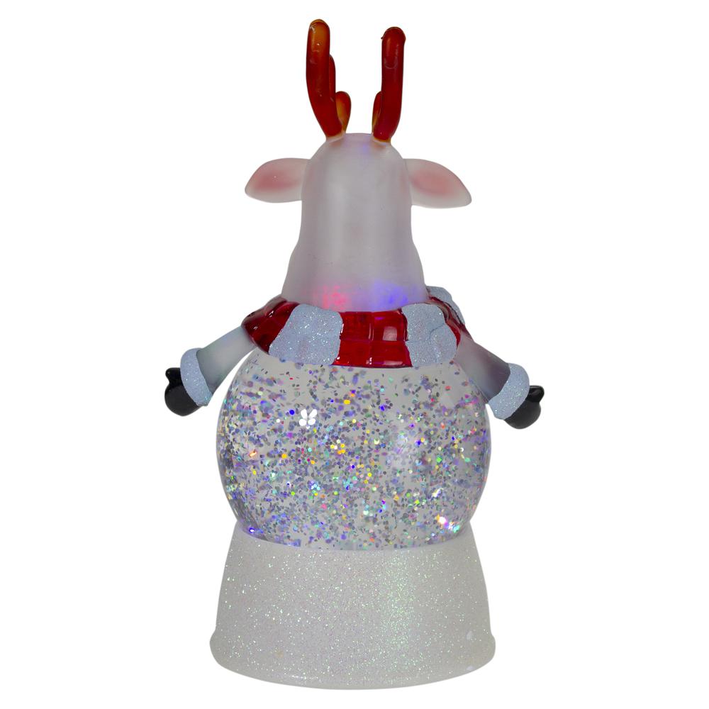 8" LED Lighted Color Changing Reindeer Christmas Snow Globe. Picture 5