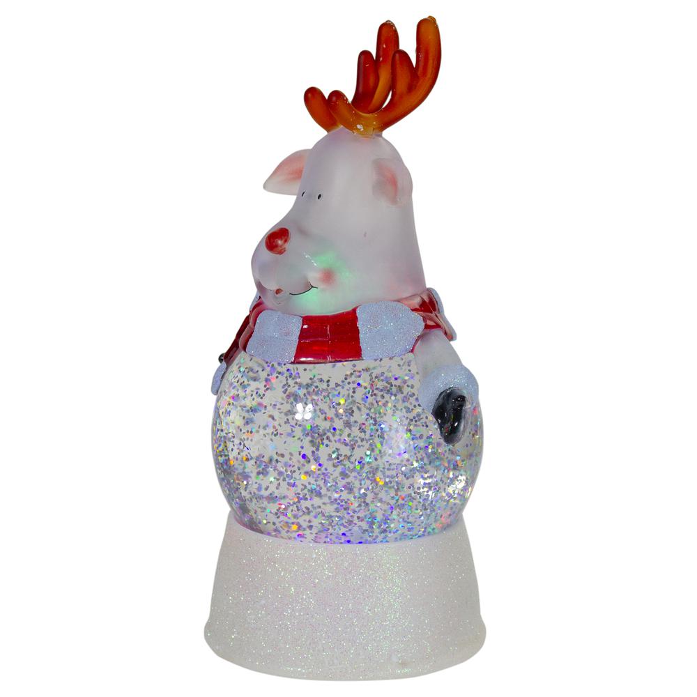 8" LED Lighted Color Changing Reindeer Christmas Snow Globe. Picture 4
