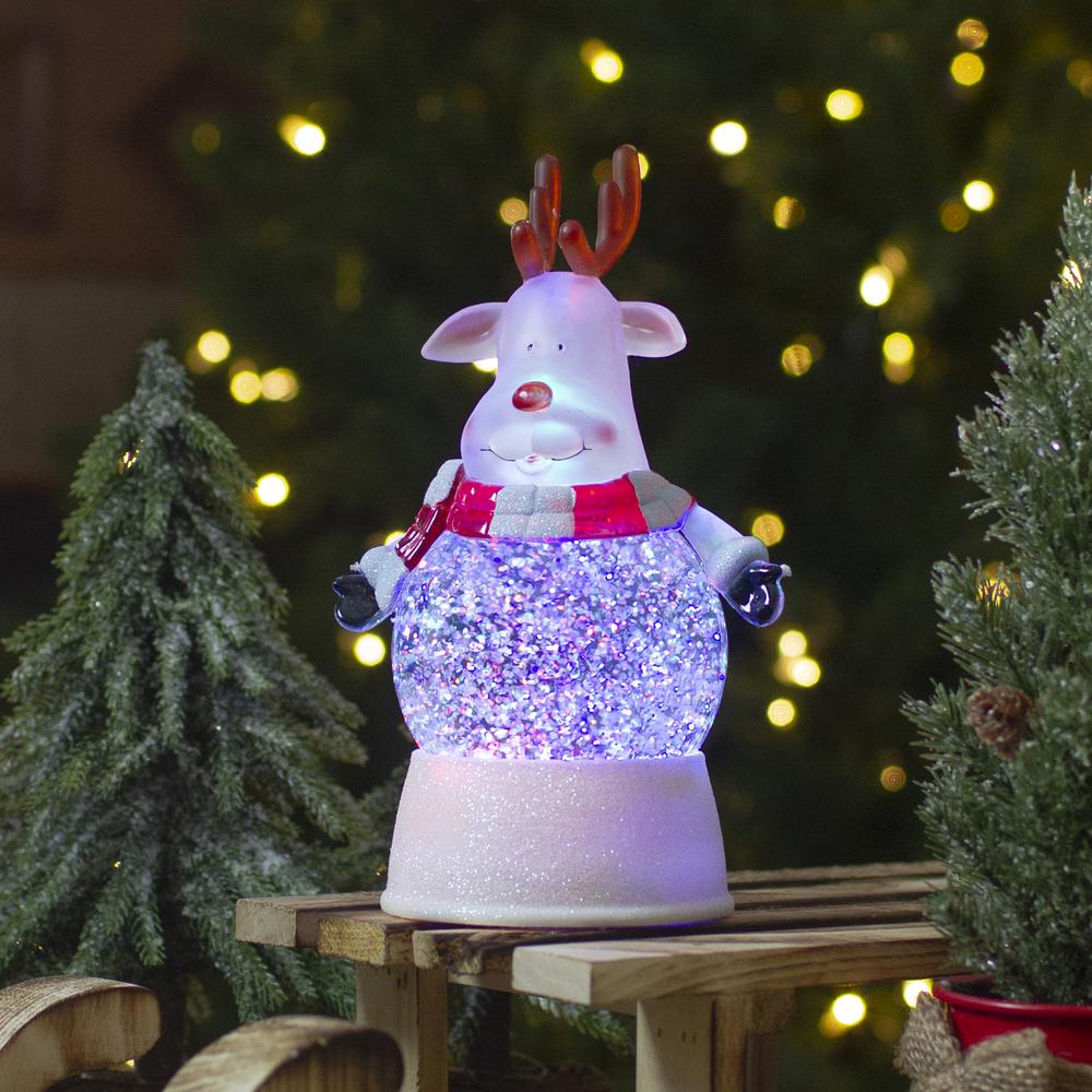 8" LED Lighted Color Changing Reindeer Christmas Snow Globe. Picture 2