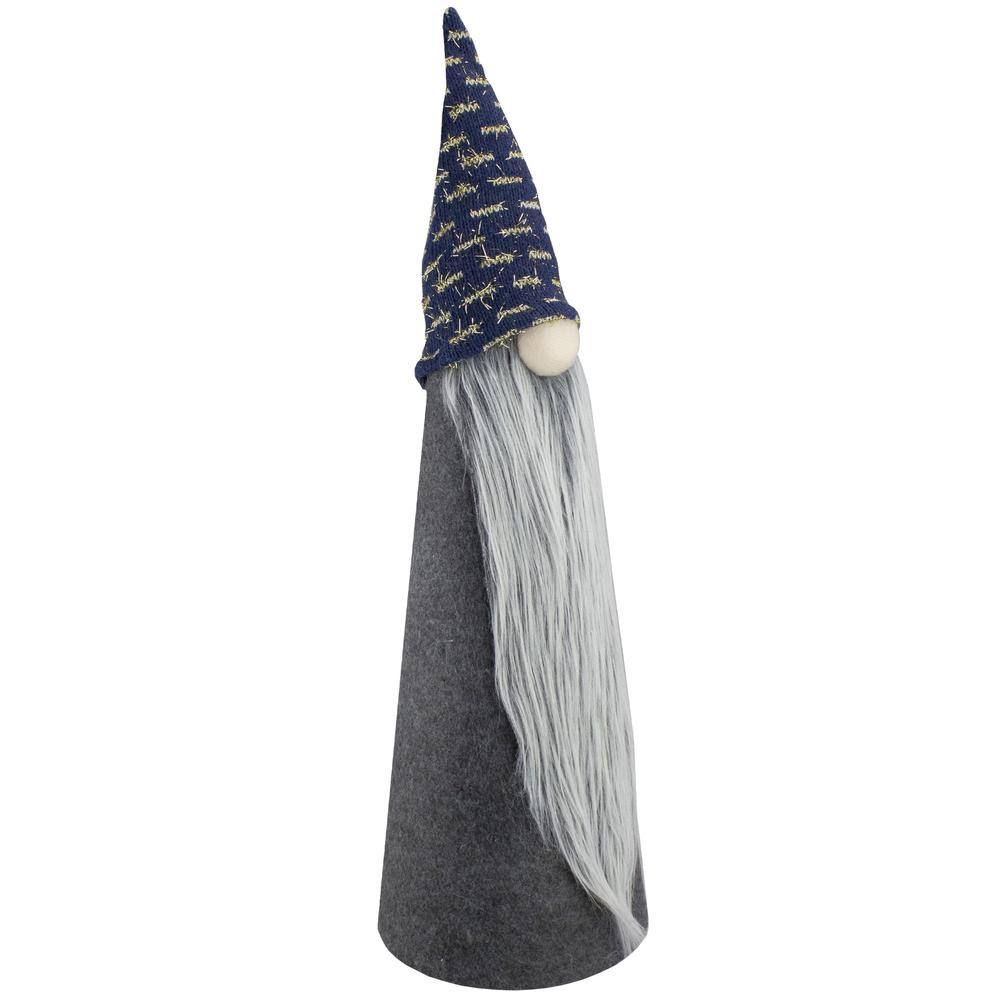 20" Gray and Blue Cone Gnome Christmas Tabletop Decor. Picture 3