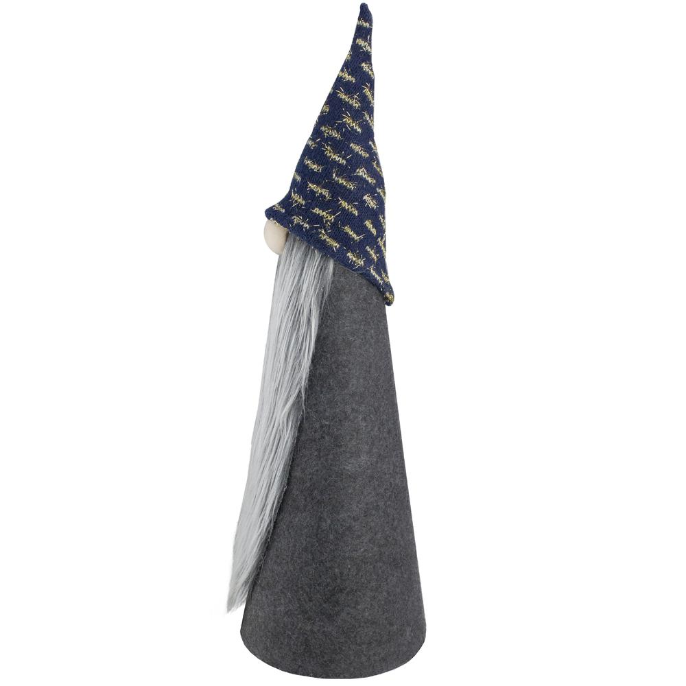 20" Gray and Blue Cone Gnome Christmas Tabletop Decor. Picture 5