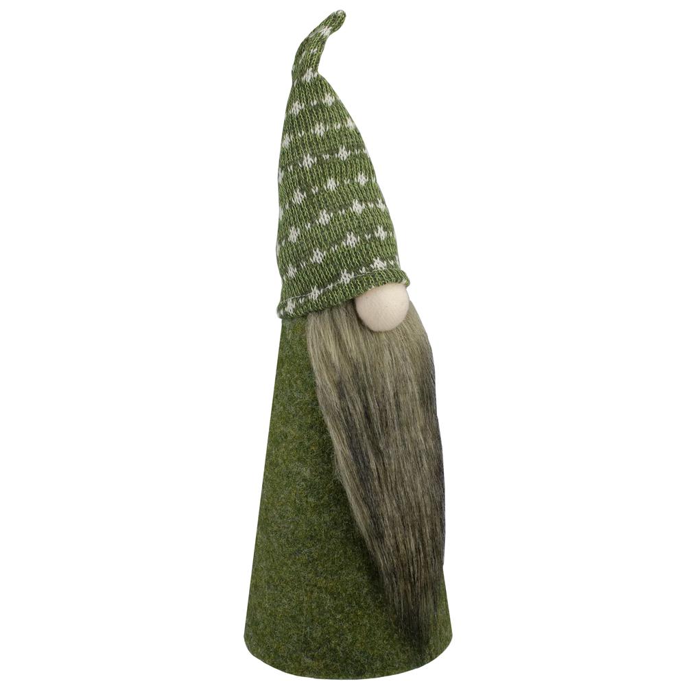 14" Green and White Cone Gnome Christmas Tabletop Decor. Picture 2