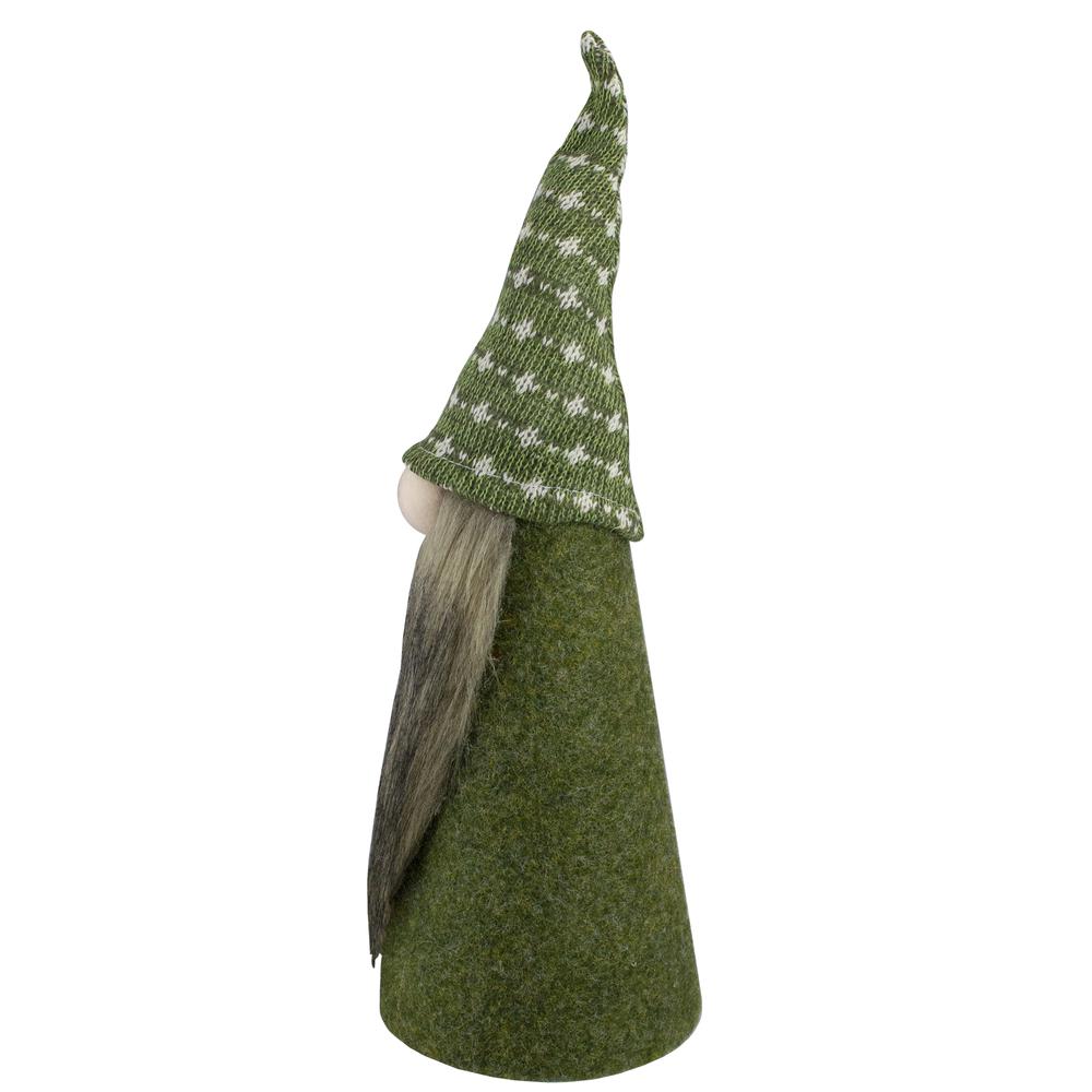14" Green and White Cone Gnome Christmas Tabletop Decor. Picture 4