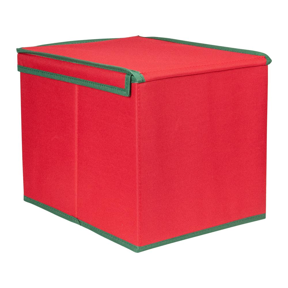 13" Red and Green Christmas Ornament Storage Box with Removable Dividers. Picture 4