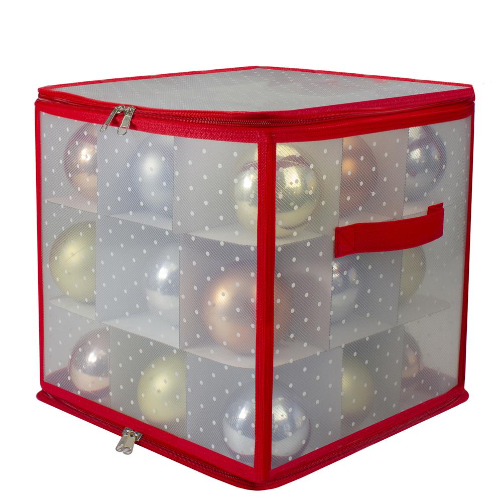12" Transparent Zip Up Christmas Storage Box- Holds 27 Ornaments. Picture 1
