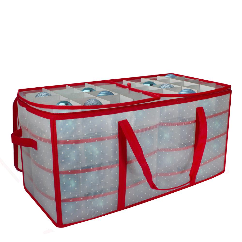 26.25" Transparent Zip Up Christmas Storage Box- Holds 128 Ornaments. Picture 1
