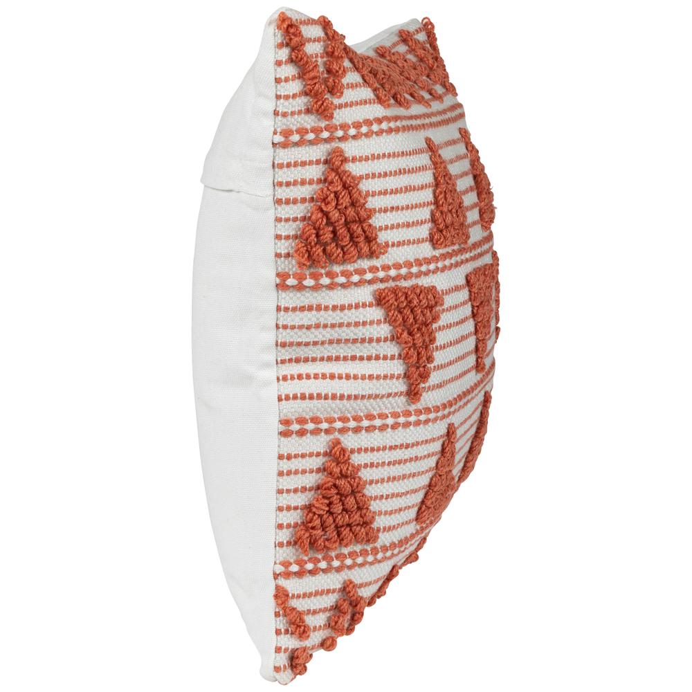 20" Orange and Cream Handloom Woven Outdoor Square Throw Pillow. Picture 3
