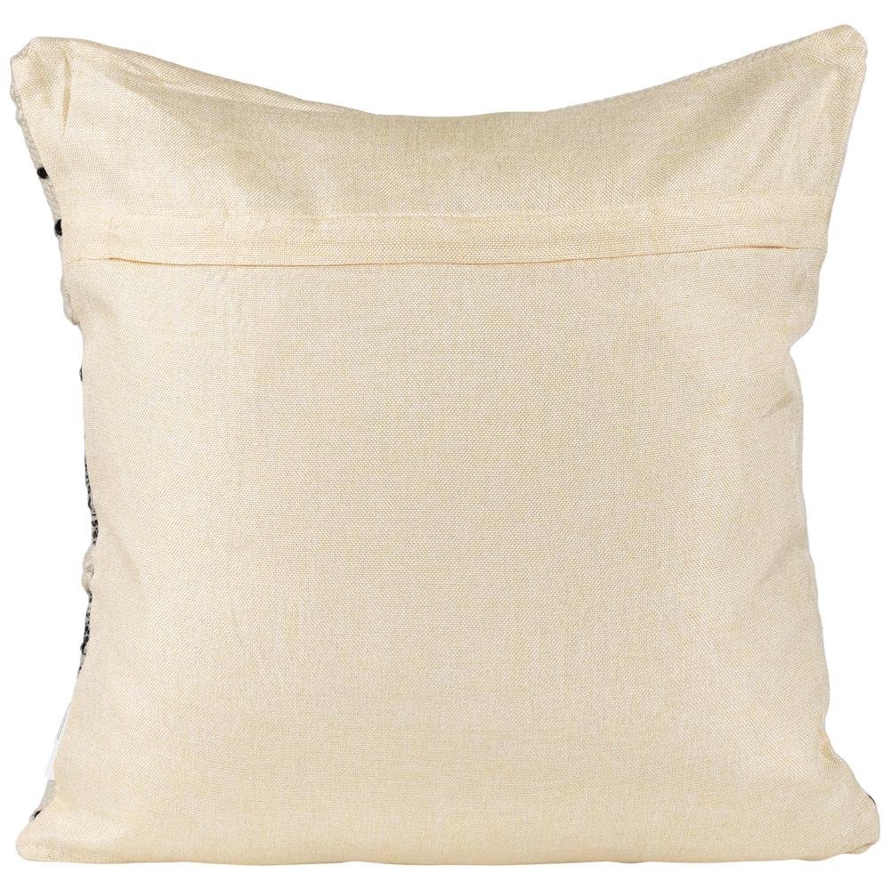 20" Cream and Black Twisted Textured Block Handloom Outdoor Square Throw Pillow. Picture 4