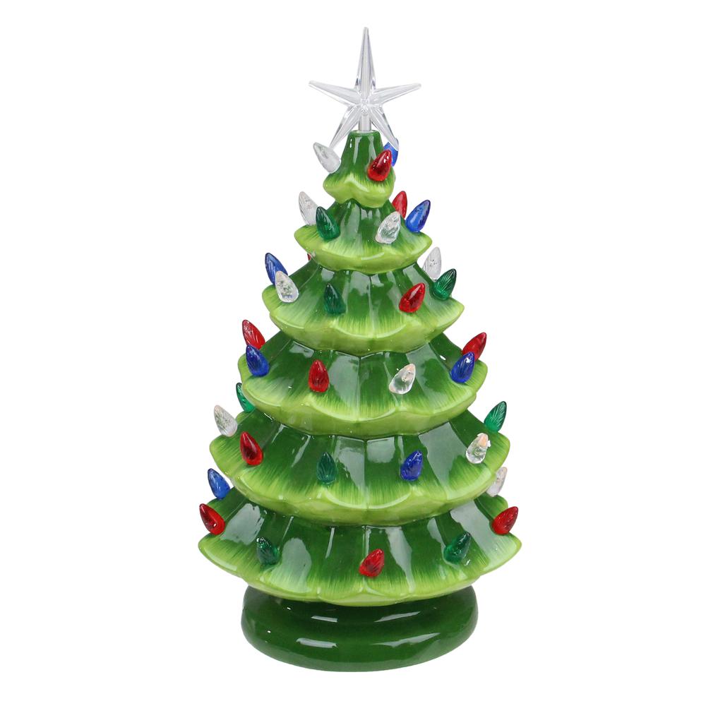 12.5" LED Lighted Retro Table Top Christmas Tree with Star Topper. Picture 1