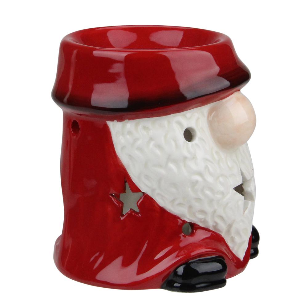 4.75 Red Ceramic Christmas Star Gnome Tealight Candle Holder. Picture 2