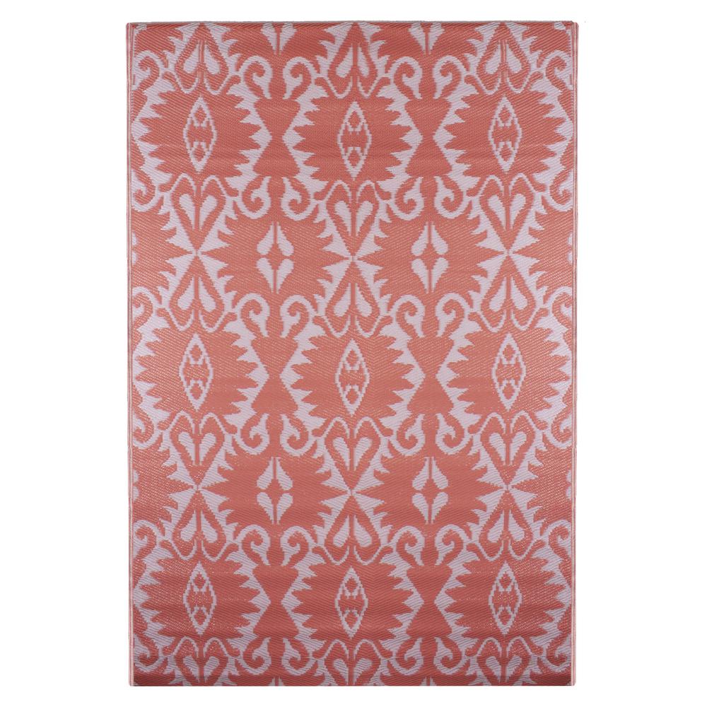 4' x 6' Pink Abstract Pattern Rectangular Outdoor Area Rug. Picture 1
