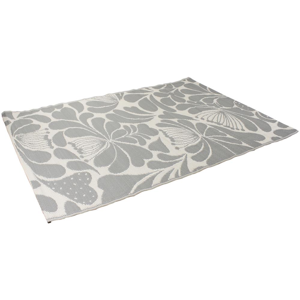 4' x 6' Gray and Off White Floral Rectangular Outdoor Area Rug. Picture 3