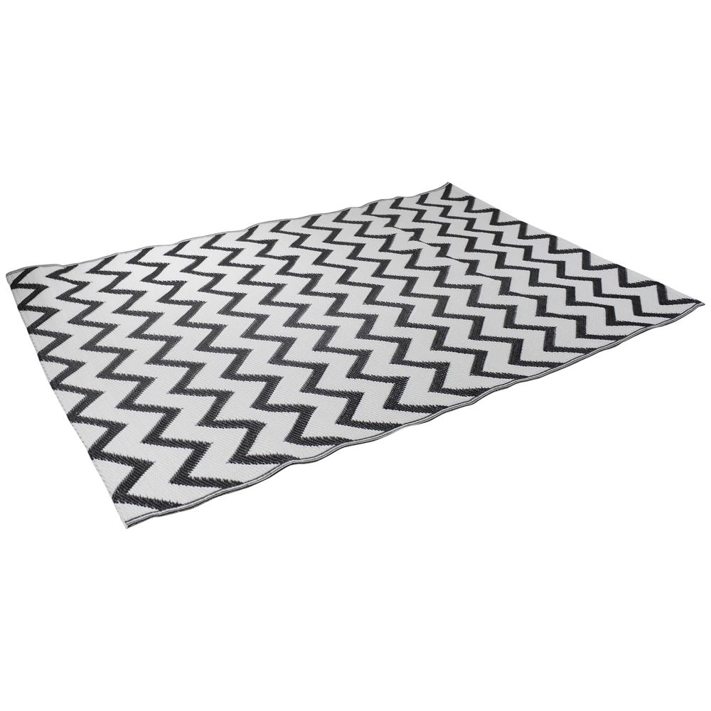 4' x 6' Black and White Chevron Rectangular Outdoor Area Rug. Picture 3