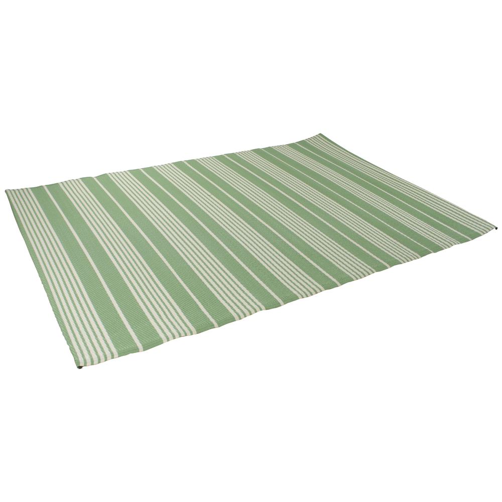 4' x 6' Green and White Striped Rectangular Outdoor Area Rug. Picture 3