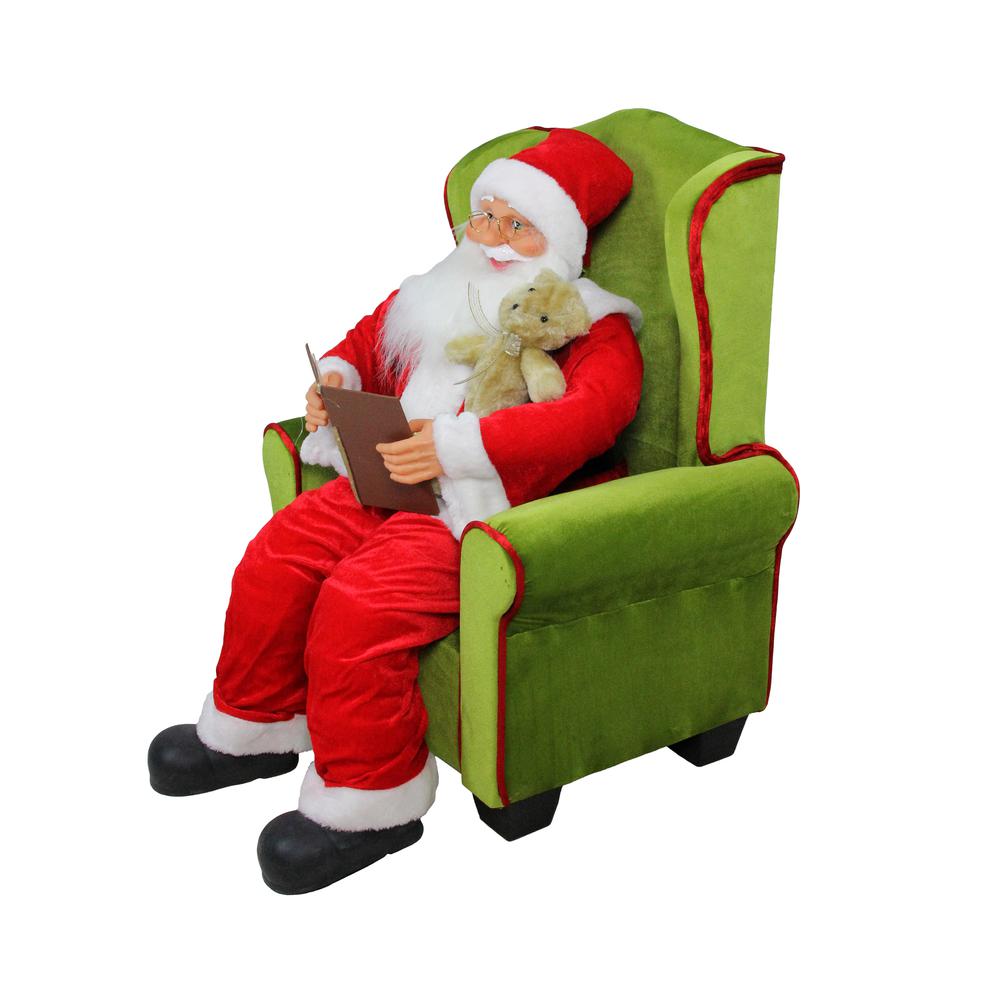 32" Santa Claus Sitting in Green Arm Chair Christmas Figure. Picture 2