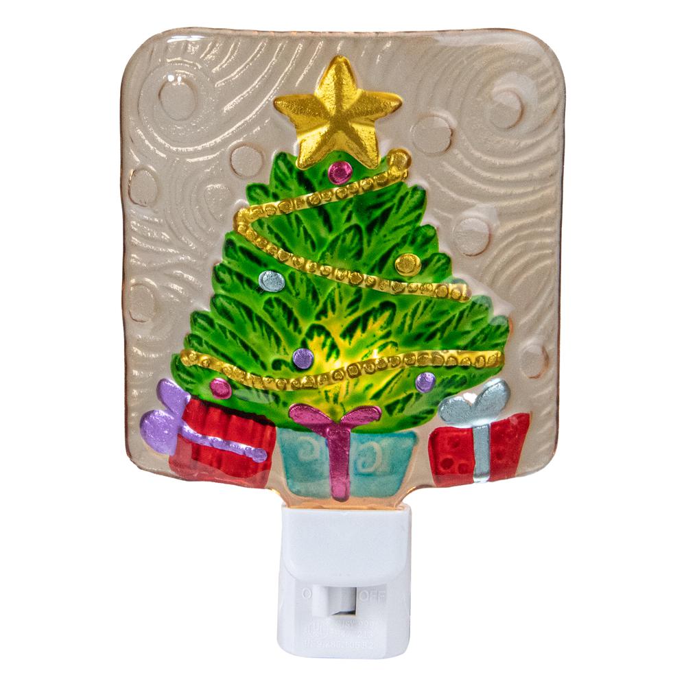 4" Green and Gold Christmas Tree Night Light. Picture 1