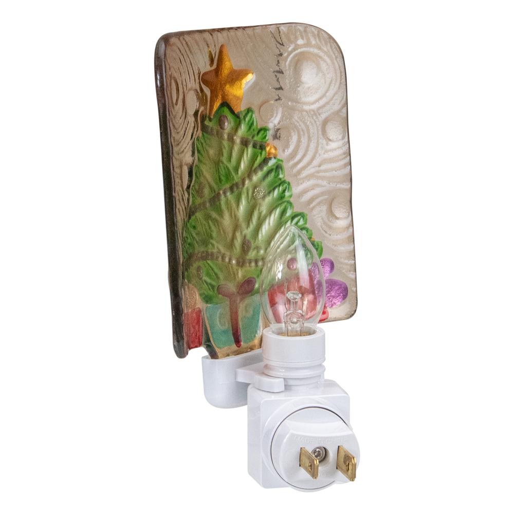 4" Green and Gold Christmas Tree Night Light. Picture 4