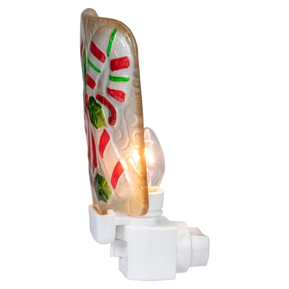 6" White and Red Candy Canes Glass Christmas Night Light. Picture 2