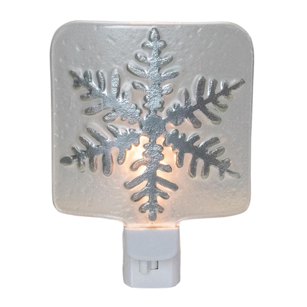 6' Silver Snowflake Glass Christmas Night Light. The main picture.