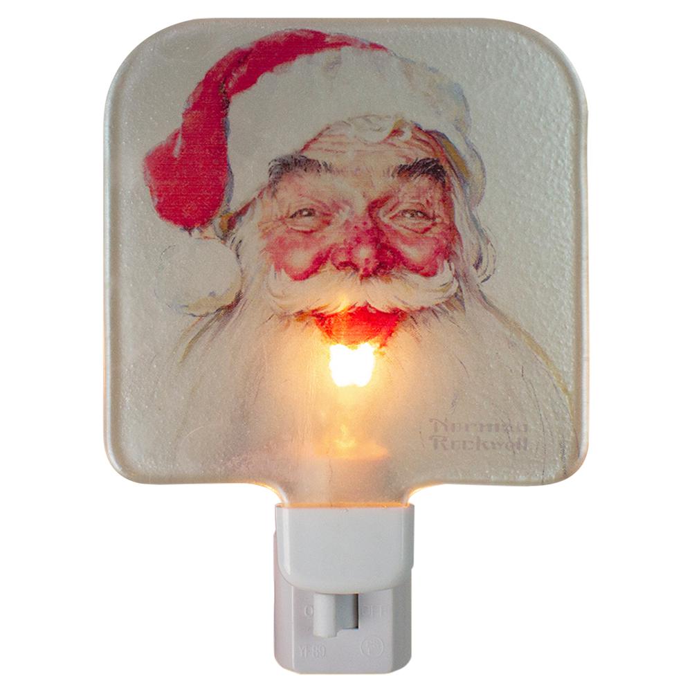 6" Norman Rockwell 'Santa Claus' Glass Christmas Night Light. Picture 1