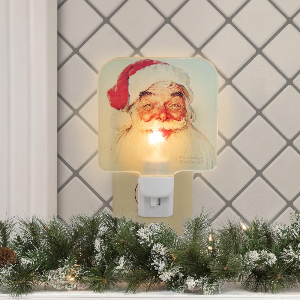 6" Norman Rockwell 'Santa Claus' Glass Christmas Night Light. Picture 2