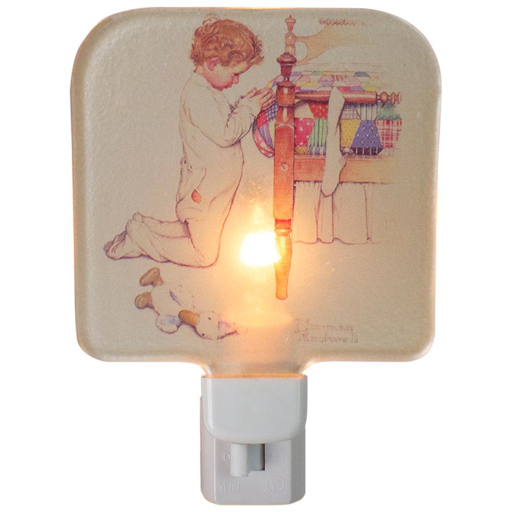 6" Norman Rockwell 'A Christmas Prayer' Glass Night Light. Picture 1