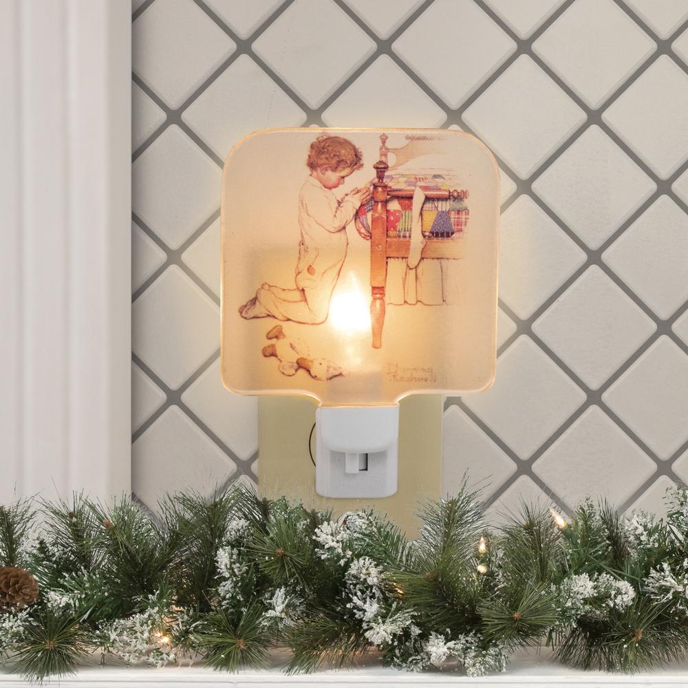6" Norman Rockwell 'A Christmas Prayer' Glass Night Light. Picture 2