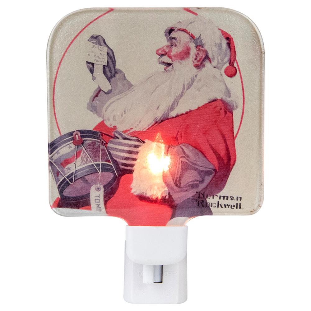 6" Norman Rockwell 'A Drum for Tommy' Glass Christmas Night Light. Picture 1