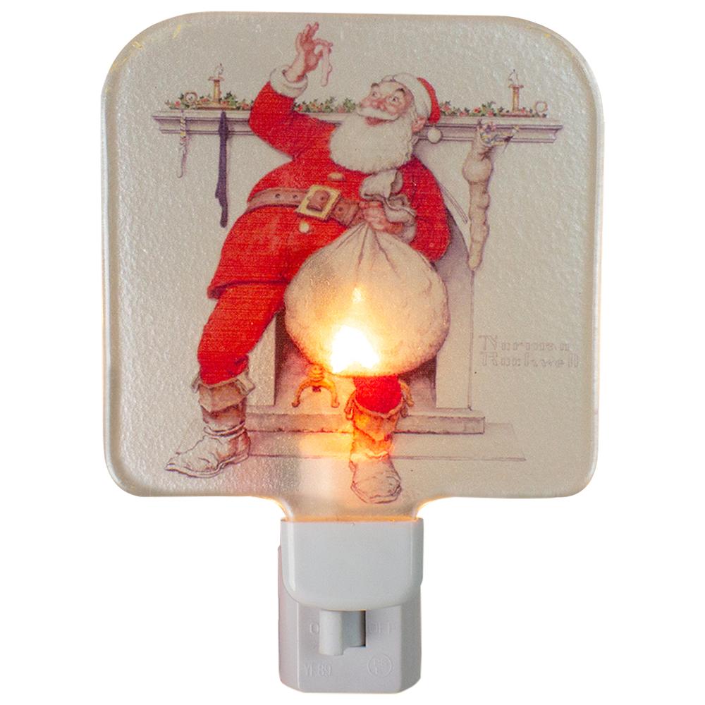 6" Norman Rockwell 'Filling the Stocking' Glass Christmas Night Light. Picture 1