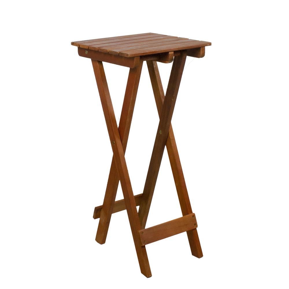 26" Light Brown Acacia Wood Outdoor Folding Accent Table. Picture 1
