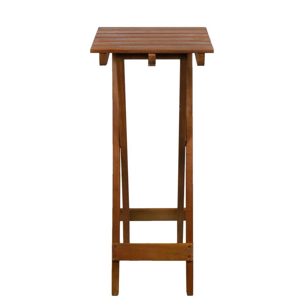26" Light Brown Acacia Wood Outdoor Folding Accent Table. Picture 2