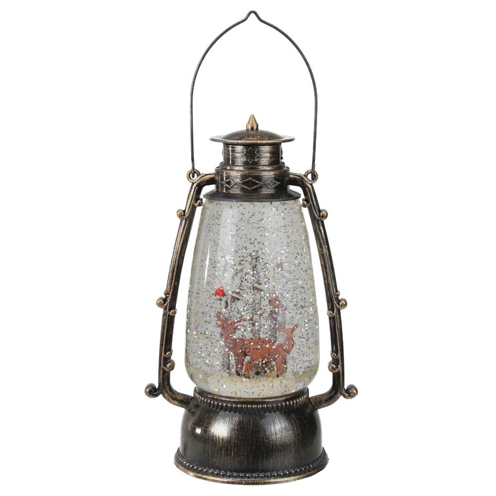 9" Country Rustic Lantern with Reindeer Table Top Christmas Decoration. The main picture.