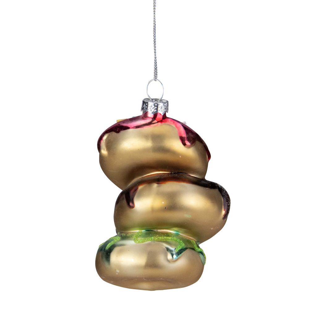 4.25" Stacked Doughnuts Glass Christmas Ornament. Picture 3
