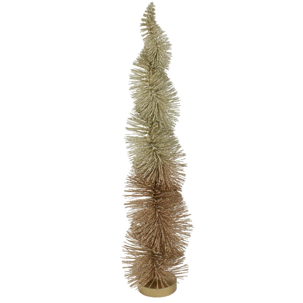 18" Gold Glittered Spiral Sisal Christmas Tree Tabletop Decoration. Picture 1