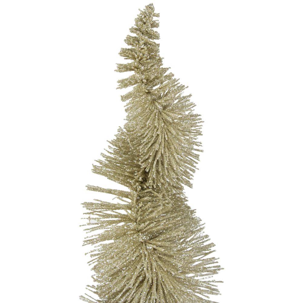 18" Gold Glittered Spiral Sisal Christmas Tree Tabletop Decoration. Picture 4