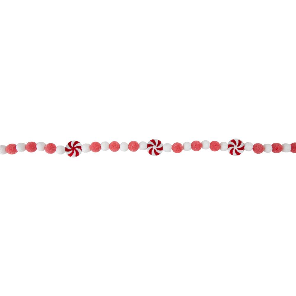 4' Peppermint Candy Beaded Christmas Garland - Unlit. Picture 1