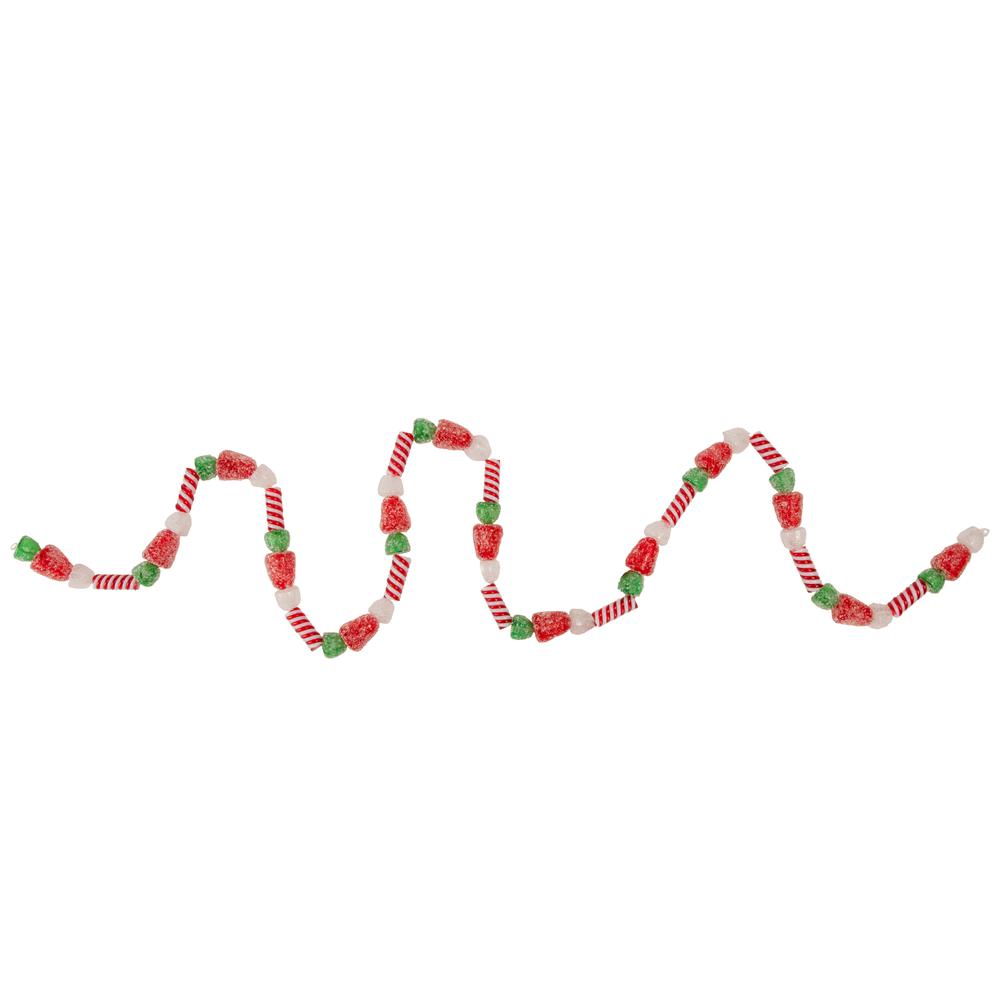 4' Faux Gum Drop Candy and Peppermint Swirls Christmas Garland - Unlit. Picture 3