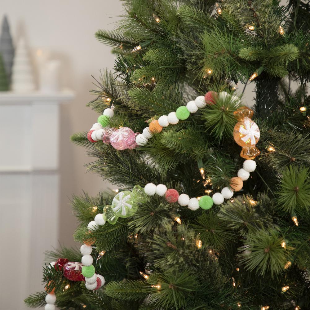 6' Glittered Pastel Colored Candy Christmas Garland  Unlit. Picture 2