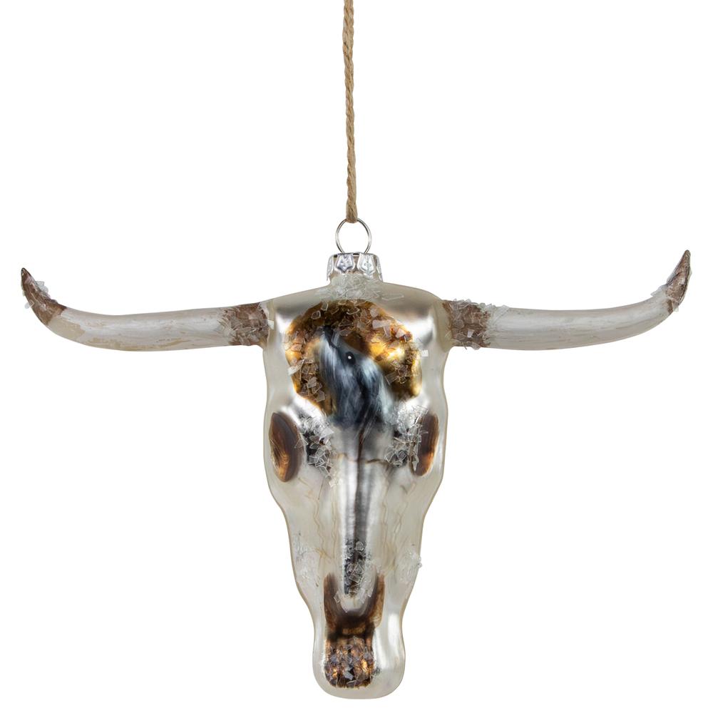 5.5" Longhorn Glass Christmas Ornament. Picture 1
