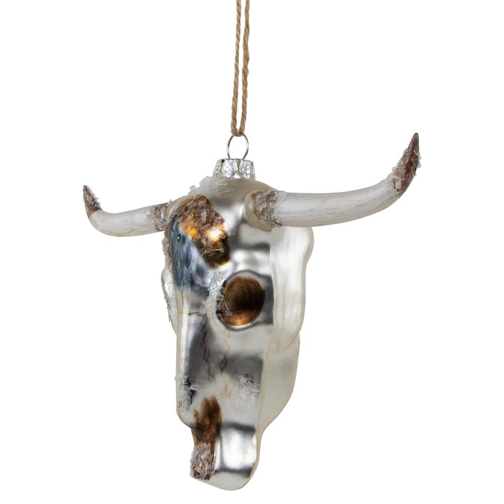 5.5" Longhorn Glass Christmas Ornament. Picture 3