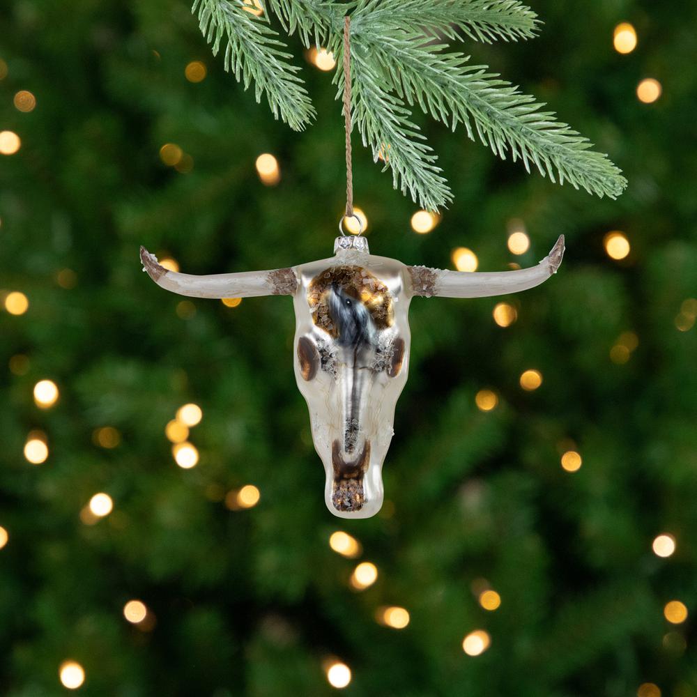 5.5" Longhorn Glass Christmas Ornament. Picture 2