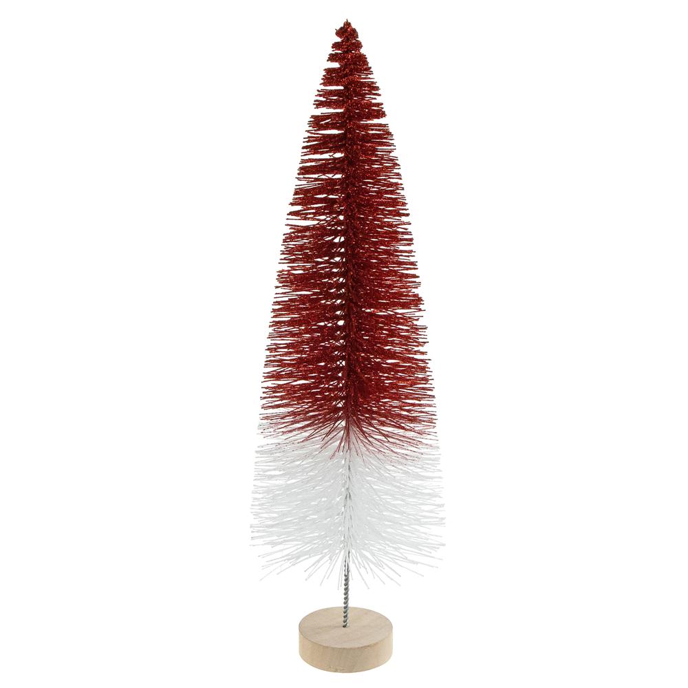 15.5" Glittered Red and White Sisal Tabletop Christmas Tree. Picture 1