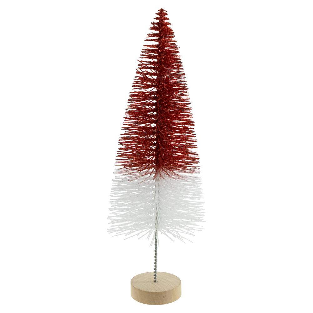 12" Glittered Red and White Sisal Tabletop Christmas Tree. Picture 1