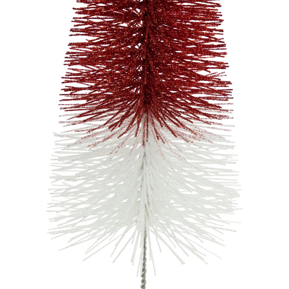 12" Glittered Red and White Sisal Tabletop Christmas Tree. Picture 7