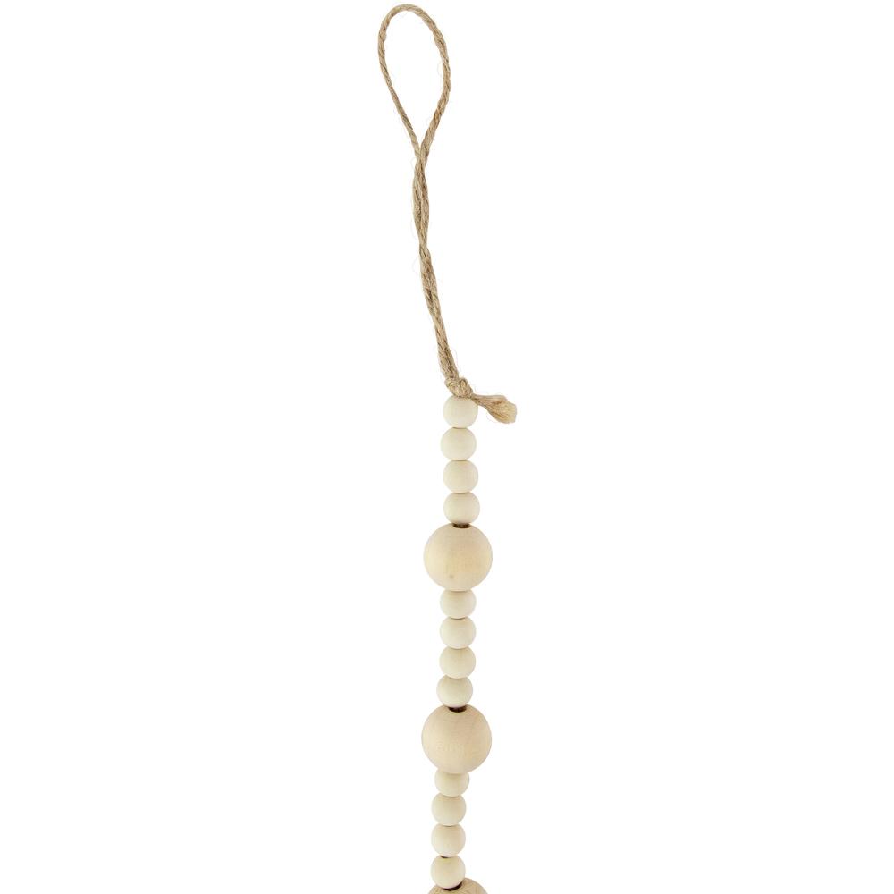6' Cream Wooden Beads Christmas Garland  Unlit. Picture 4
