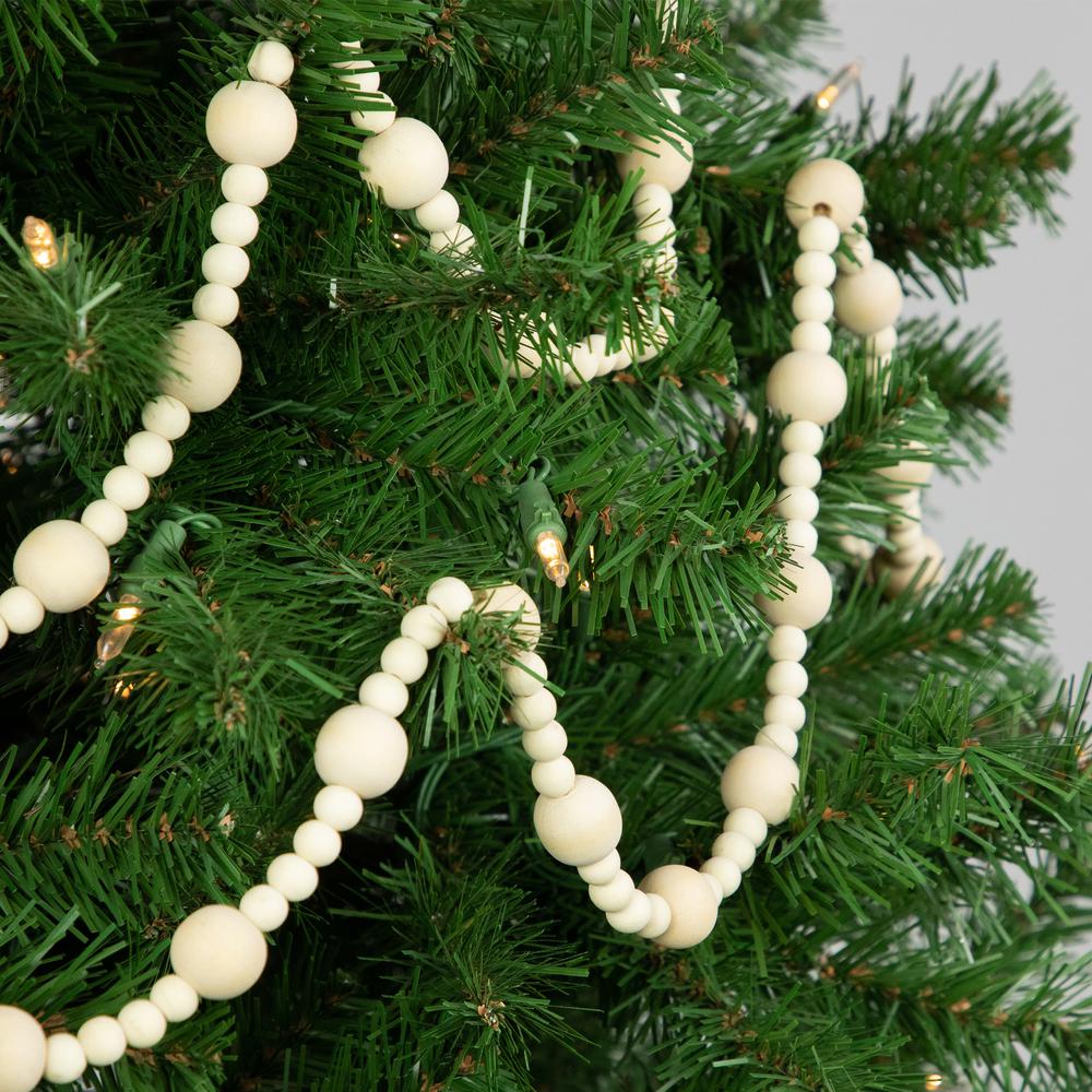 6' Cream Wooden Beads Christmas Garland  Unlit. Picture 2