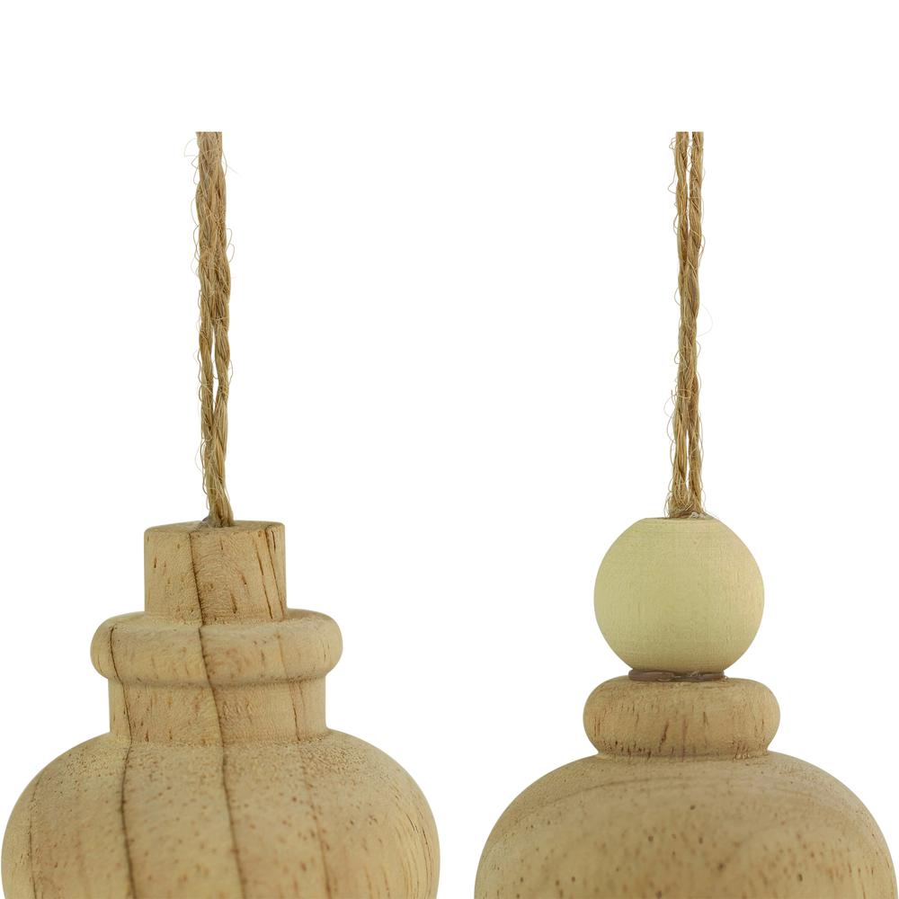 Set of 2 Natural Wood Finial Christmas Tree Ornaments 6.5". Picture 4