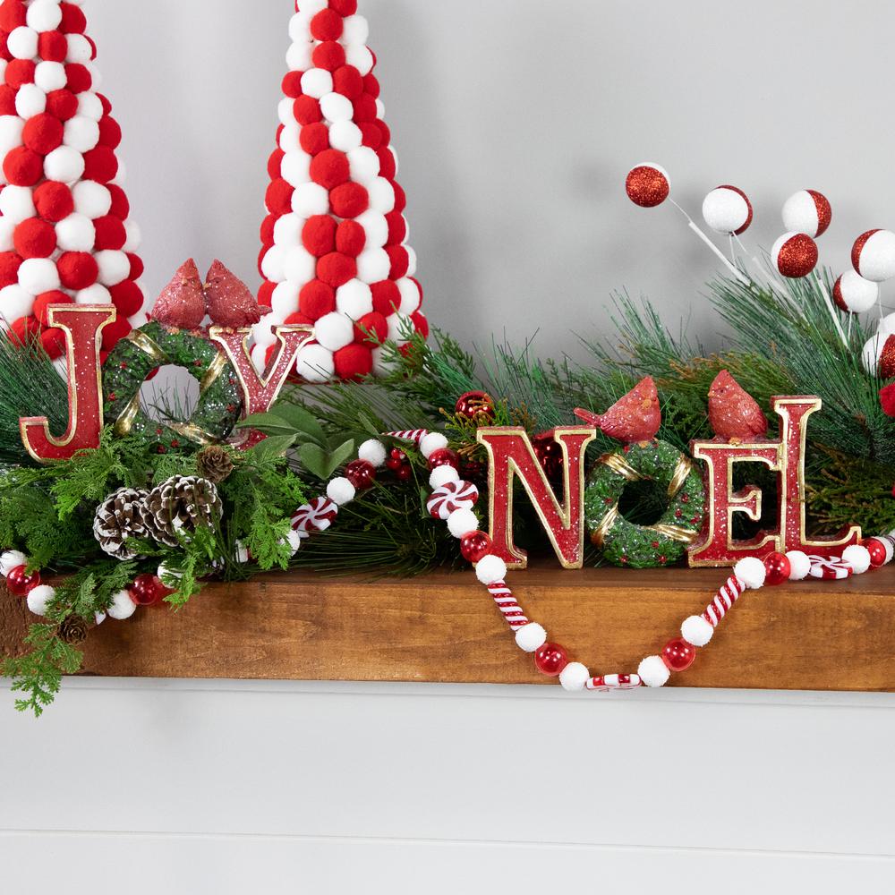 6' Red and White Frosted Peppermint Candy Christmas Garland  Unlit. Picture 2