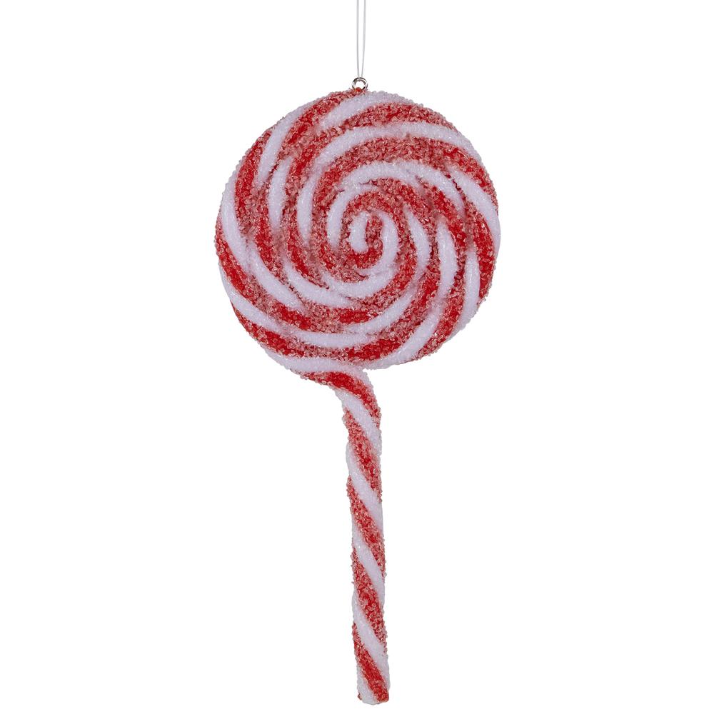 6ct Frosted Red and White Lollipop Christmas Ornaments 6". Picture 4